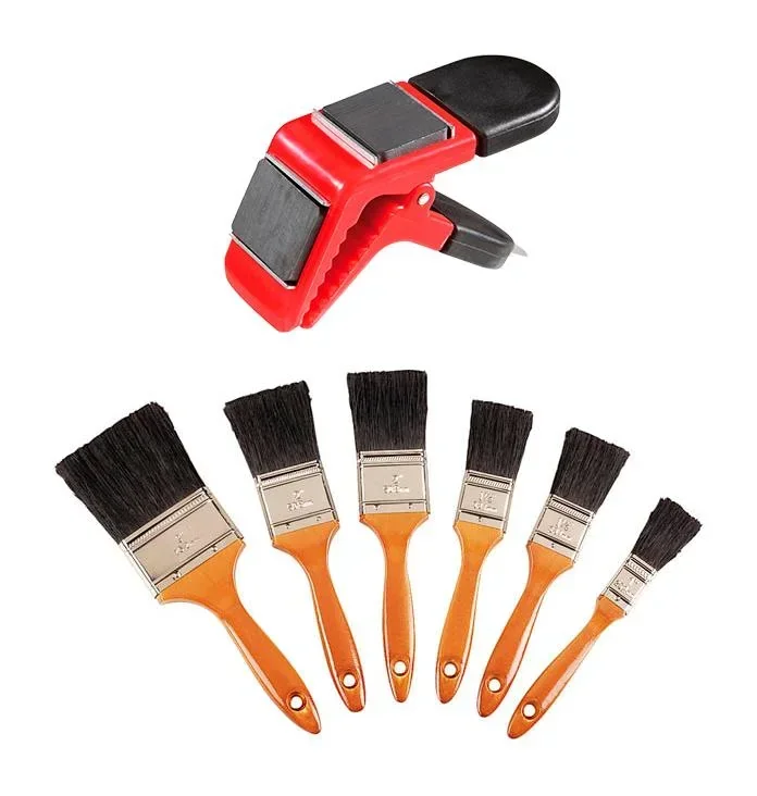 Flachpinsel Set 6-teilig Chinaborsten mit magnetischem Pinselhalter