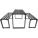 Bierzeltgarnitur Festgarnitur 3 tlg, Sitzgruppe 1 x Tisch 2 x Sitzbank Metall Schwarz 110 x 55 x 70 cm