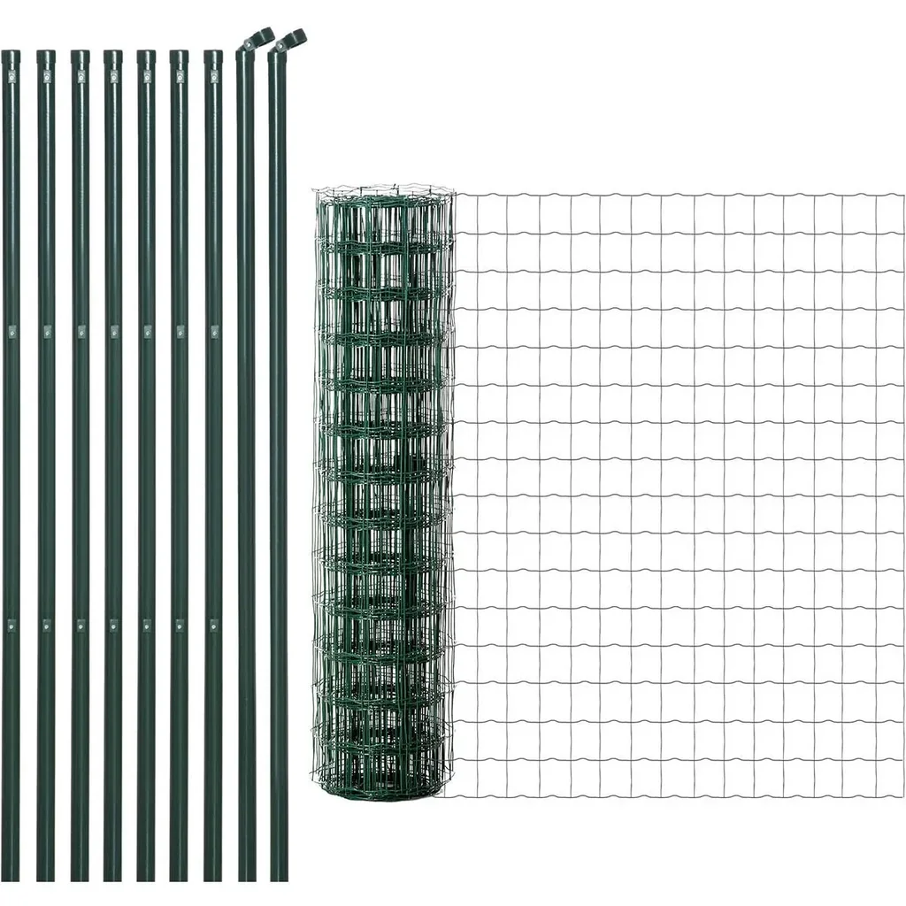 Gartenzaun 10 x 1,5 m Volierendraht Maschendraht Drahtzaun Drahtgitter Gartenzaun Rolle Masche stark Stahl Grün