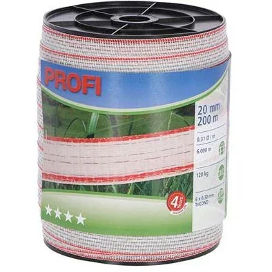 Professionelles Zaunband 20Mm, 6X0,30 Tric, 200M, Weiß/Rot