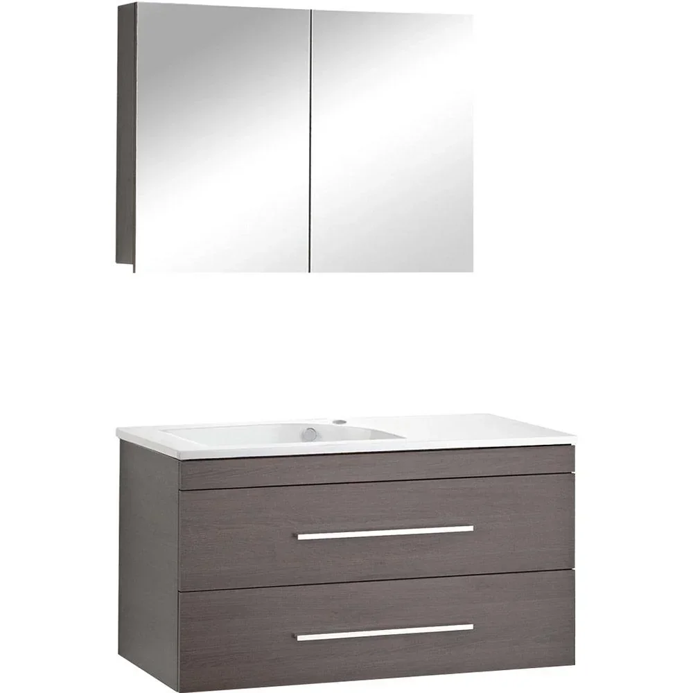 Badezimmermöbel Style 100cm richtig - schwartz Eiche