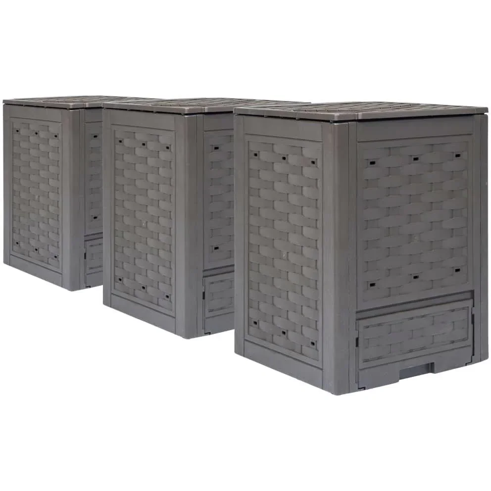 Komposttonnen 3 Stück 900 L 60x60x83 cm braun