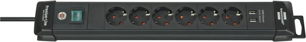 Steckdosenleiste Premium-Line 6-fach, schwarz