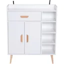 Standregal Kommode Flurschrank Schublade Schrank 100 kg Belastbarkeit Kiefernholz Weiß 80 x 29,5 x 96 cm