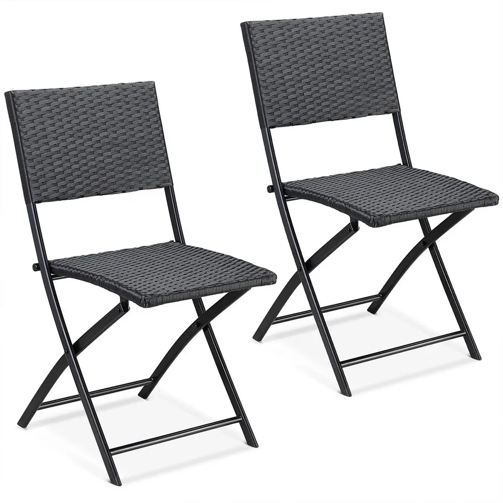 Klappstuhl Polyrattan 2 Stück - schwarz - max 120 kg - 43x49x81 cm