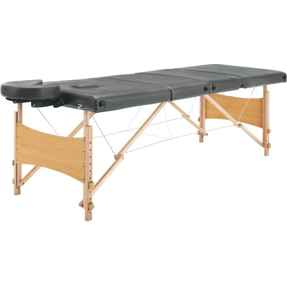 Massageliege 4 Zonen 186x68 cm Holzrahmen anthrazit