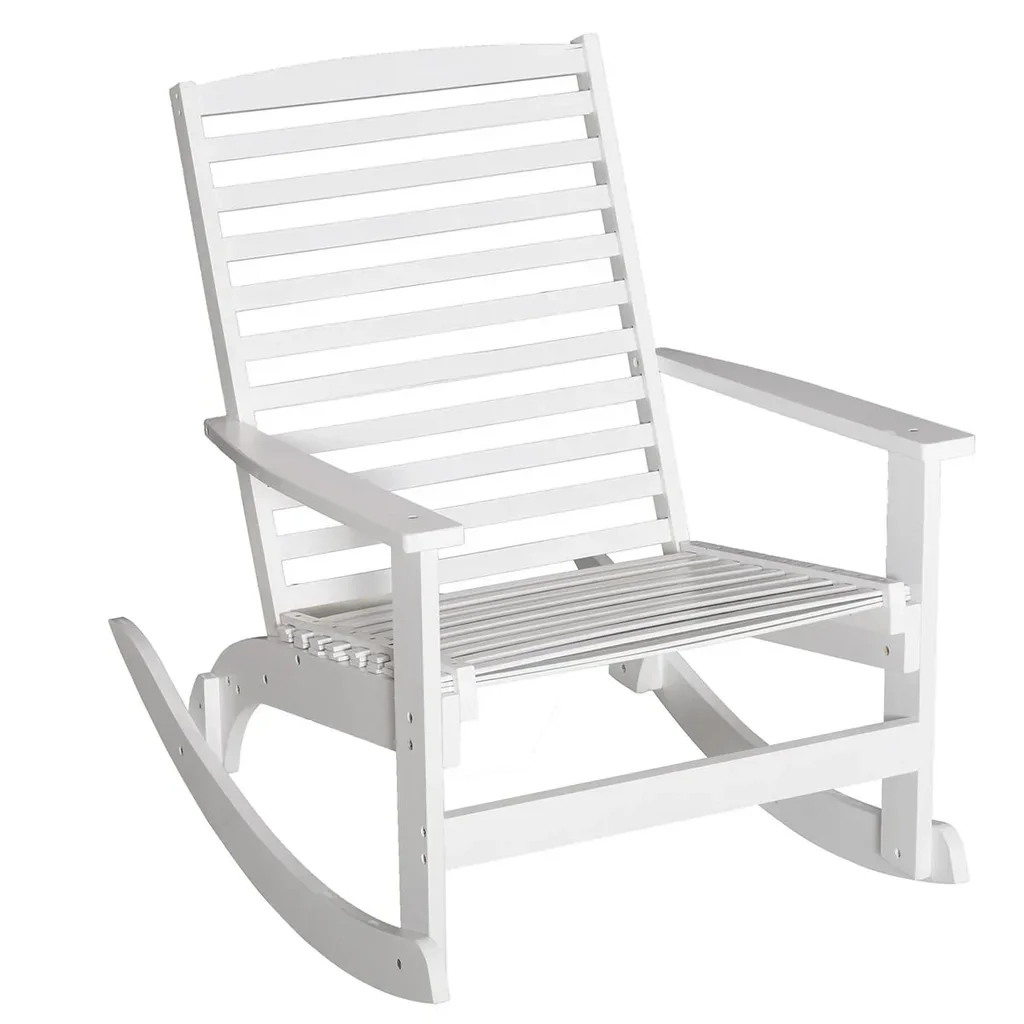 Garten Schaukelstuhl Relaxsessel Gartenstuhl Schaukelsessel Bambus Sperrholz Weiß 70 x 100 x 95,5 cm