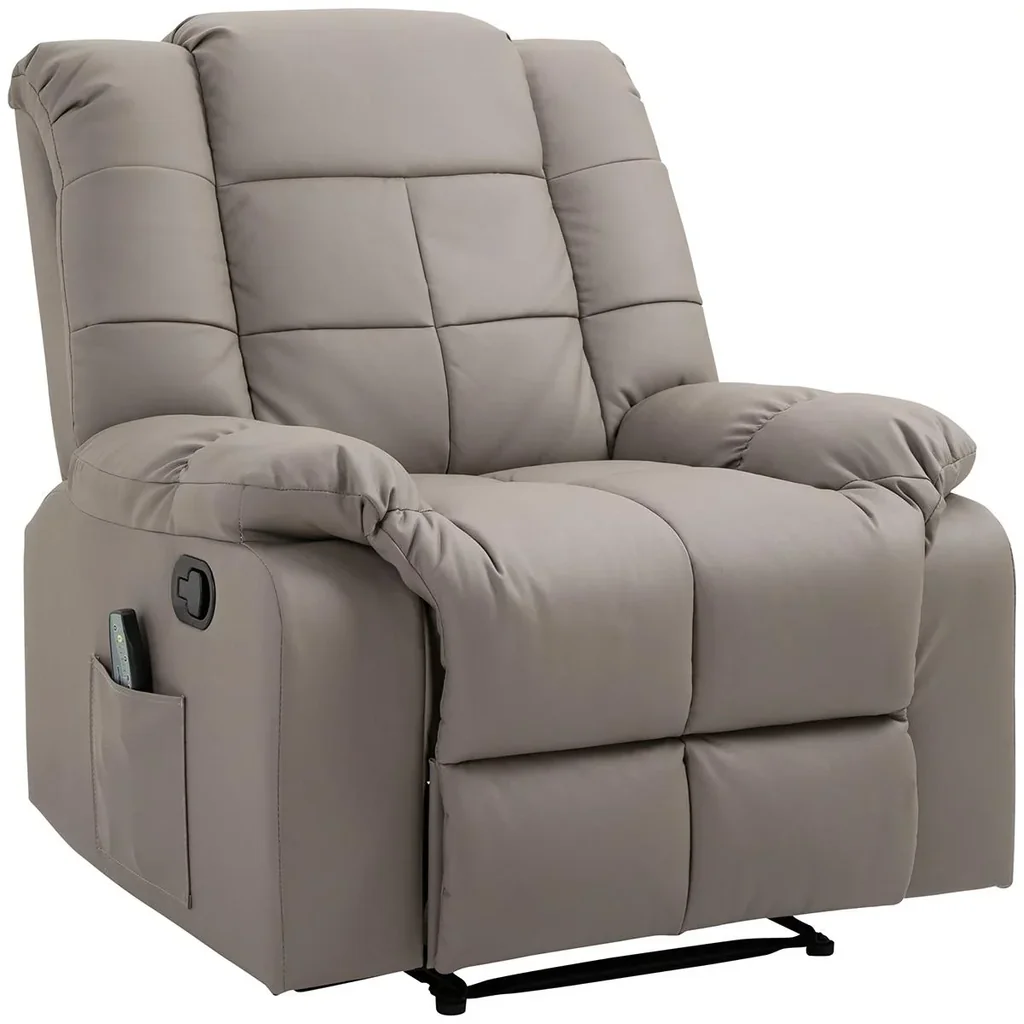 Massagesessel Fernsehsessel Relaxsessel mit Massagefunktion Kunstleder Holz Metall Schaumstoff Grau 94 x 99 x 99 cm