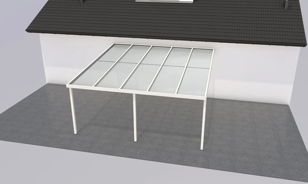 Terrassendach Premium, weiß, 5100 x 5060 mm - Klima blue