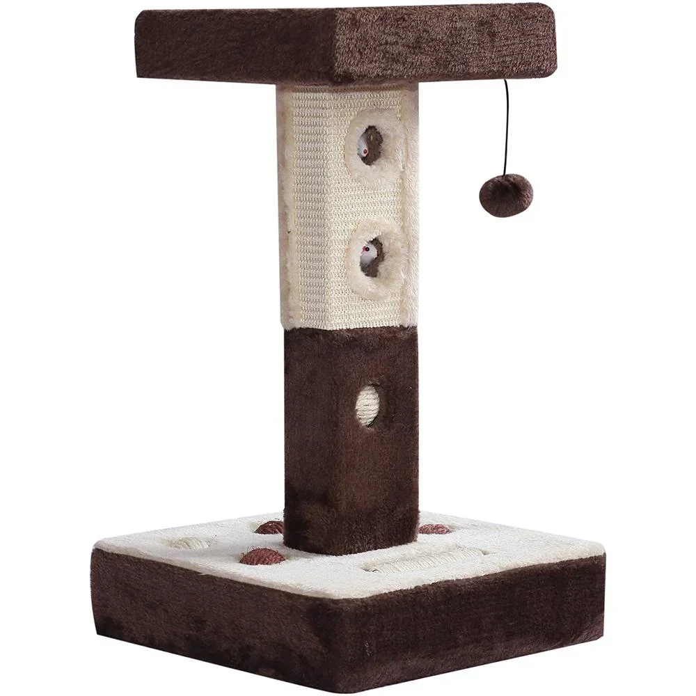 Kratzbaum Katzenbaum Spielbaum mit Ball und Roller Mäuse L35 x B35 x H60,5 cm
