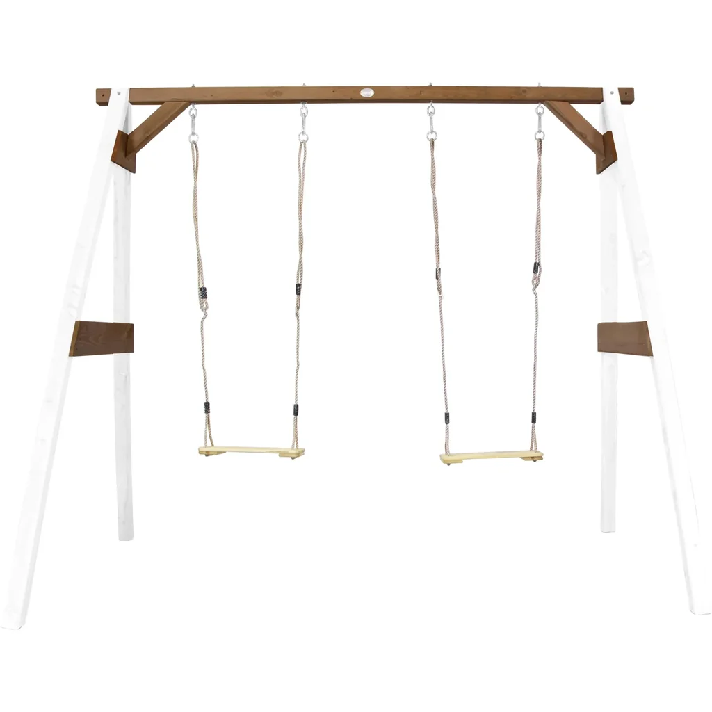 Doppelschaukel Weiß/Braun