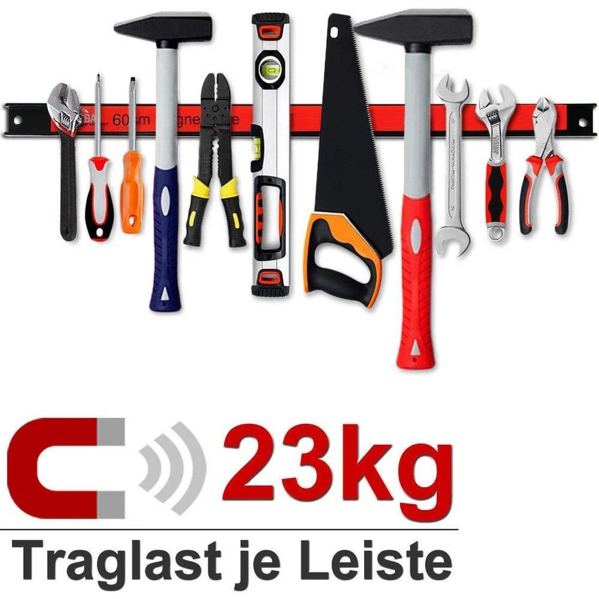 Magnetstreifen - 23kg 60cm - rot und schwarz