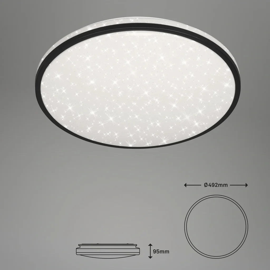 LED Deckenleuchte mit Sternendekor, rund, Ø 49,2 cm, 48 Watt, schwarz