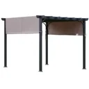 Pavillon 3x3m Pergola mit einstellbarem Stoffdach UV+ Überdachung Wasserfest Sonnenschutz Polyester Stahl Braun+Schwarz