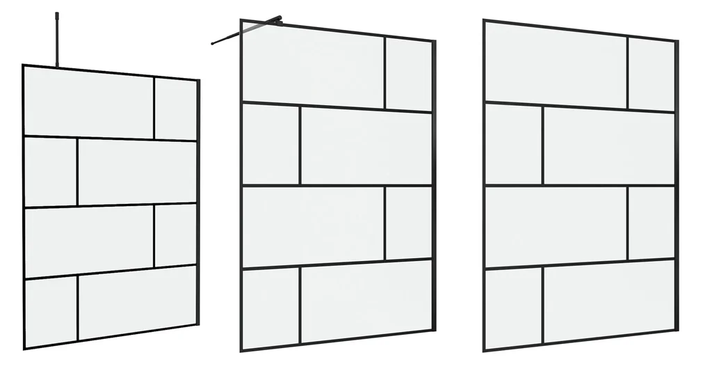 Duschwand in modernem Design 140 x 195 cm - Glasdusche mit matt schwarzen Wandprofil - inklusive Deckenhalterung