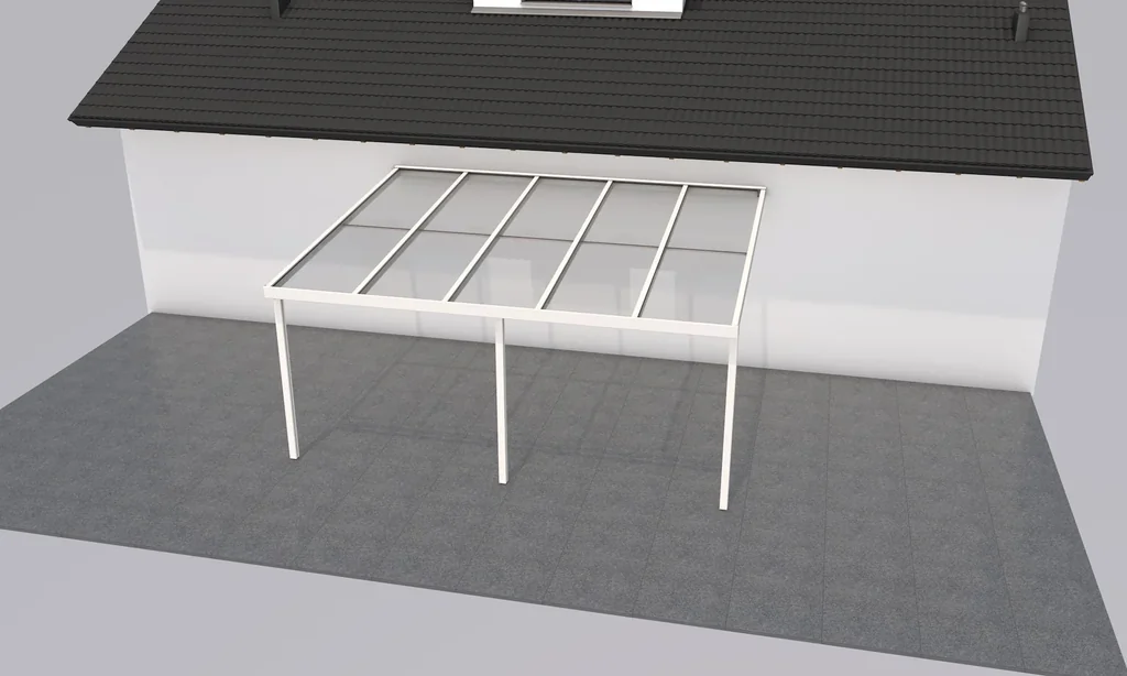 Terrassendach Premium, weiß, 5100 x 4060 mm - 10mm Verbundsicherheitsglas (VSG)