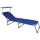 Liege 'Hawaii' mit Schiebedach Aluminium blau195 x 60 x 30cm