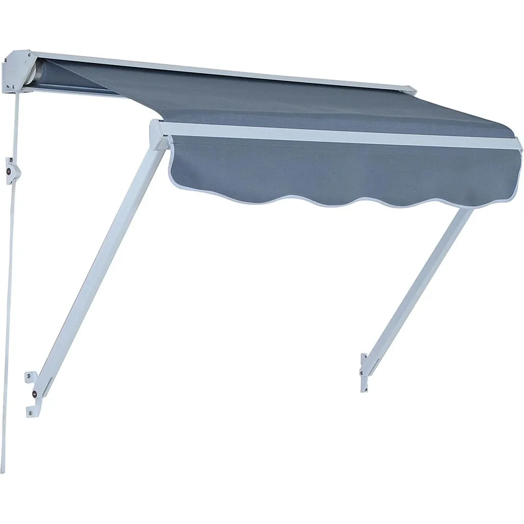 Markise 122cm x 70cm Balkonmarkise Faltarm Seilzug grau