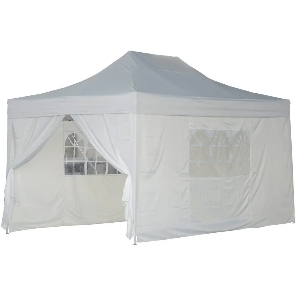 Faltpavillon inkl. 4 Seitenteilen weiß 3x4,5m Faltzelt Partyzelt