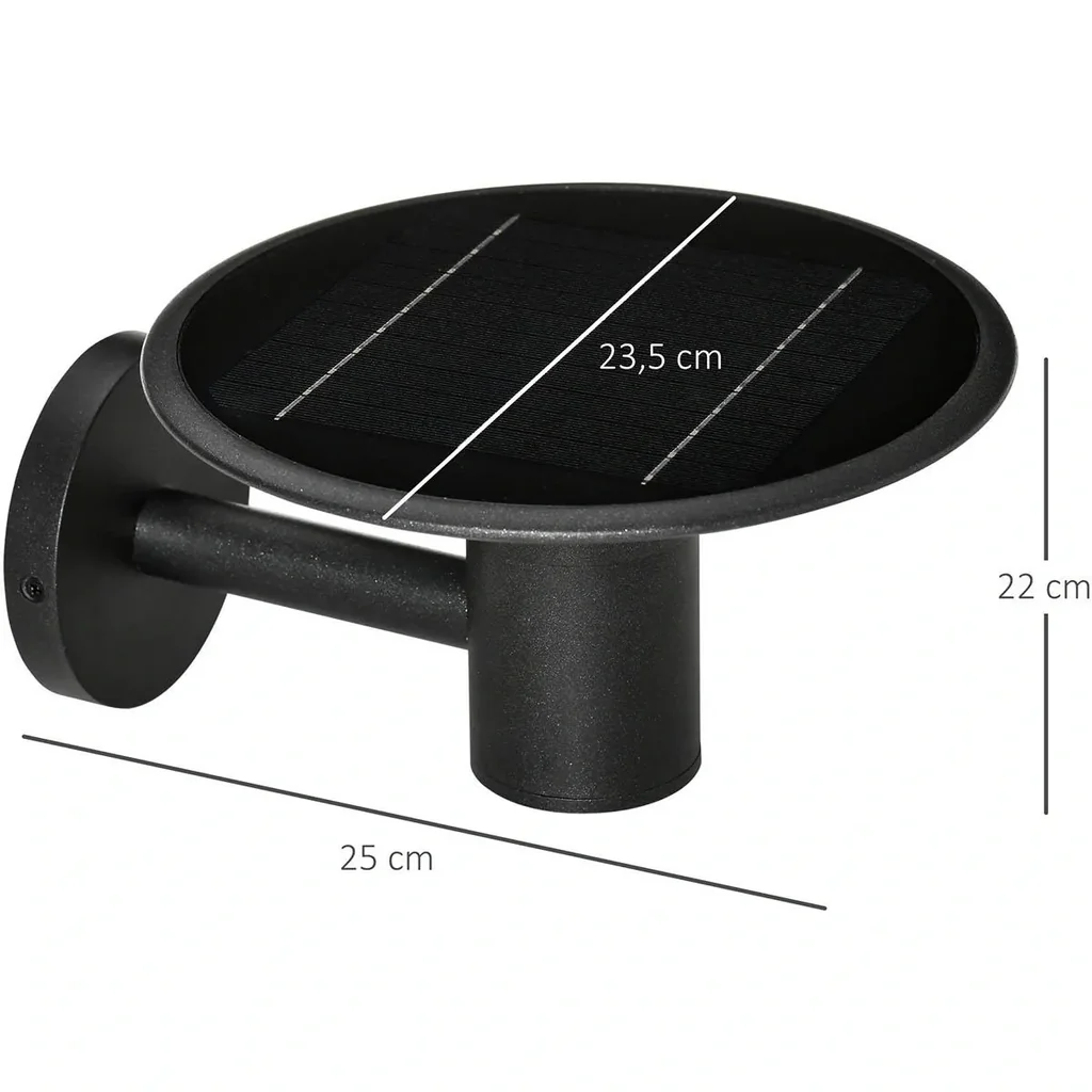 Solar-Außenlampe mit 2 Leuchtstufen, Vintage-Look, schwarz, 25 x 23,5 x 22 cm