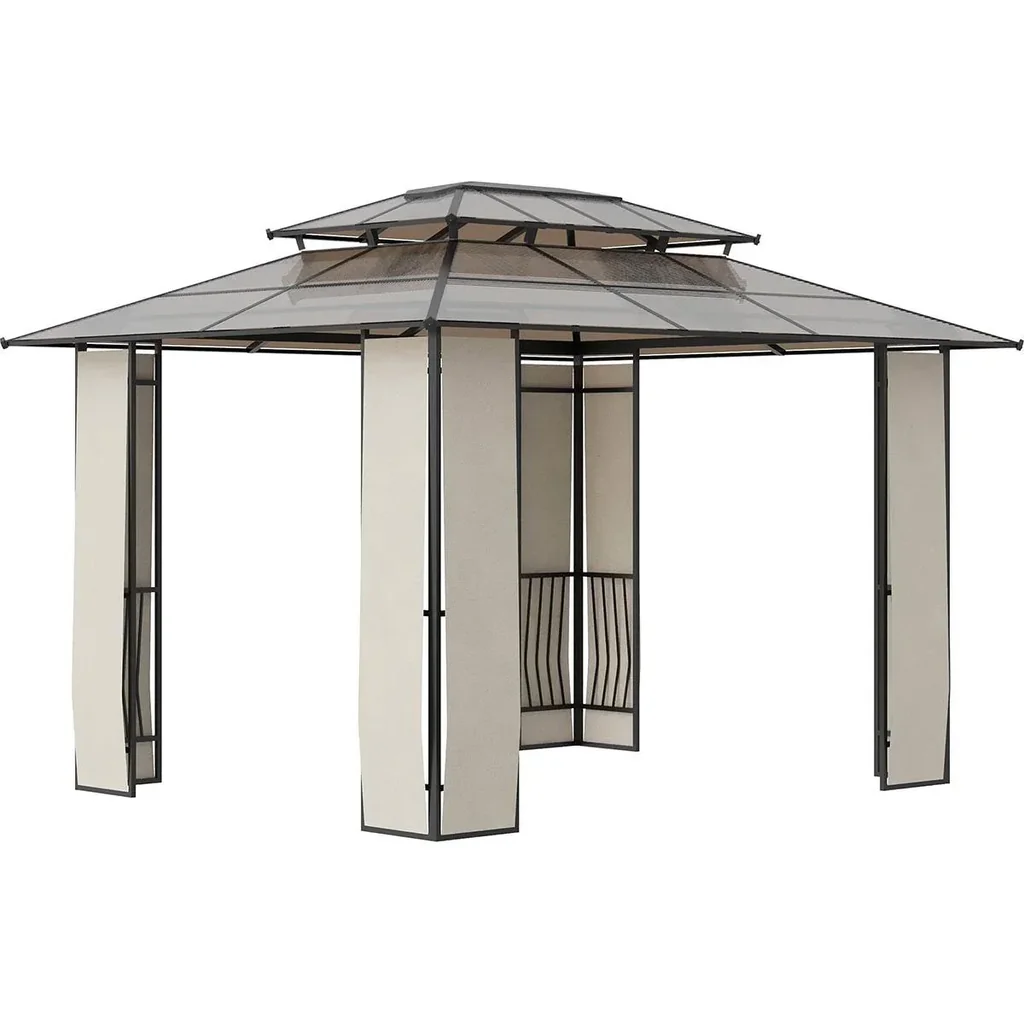 Gartenpavillon - Polycarbonat - Braun/Grau - 3,65 x 3 x 2,75 m