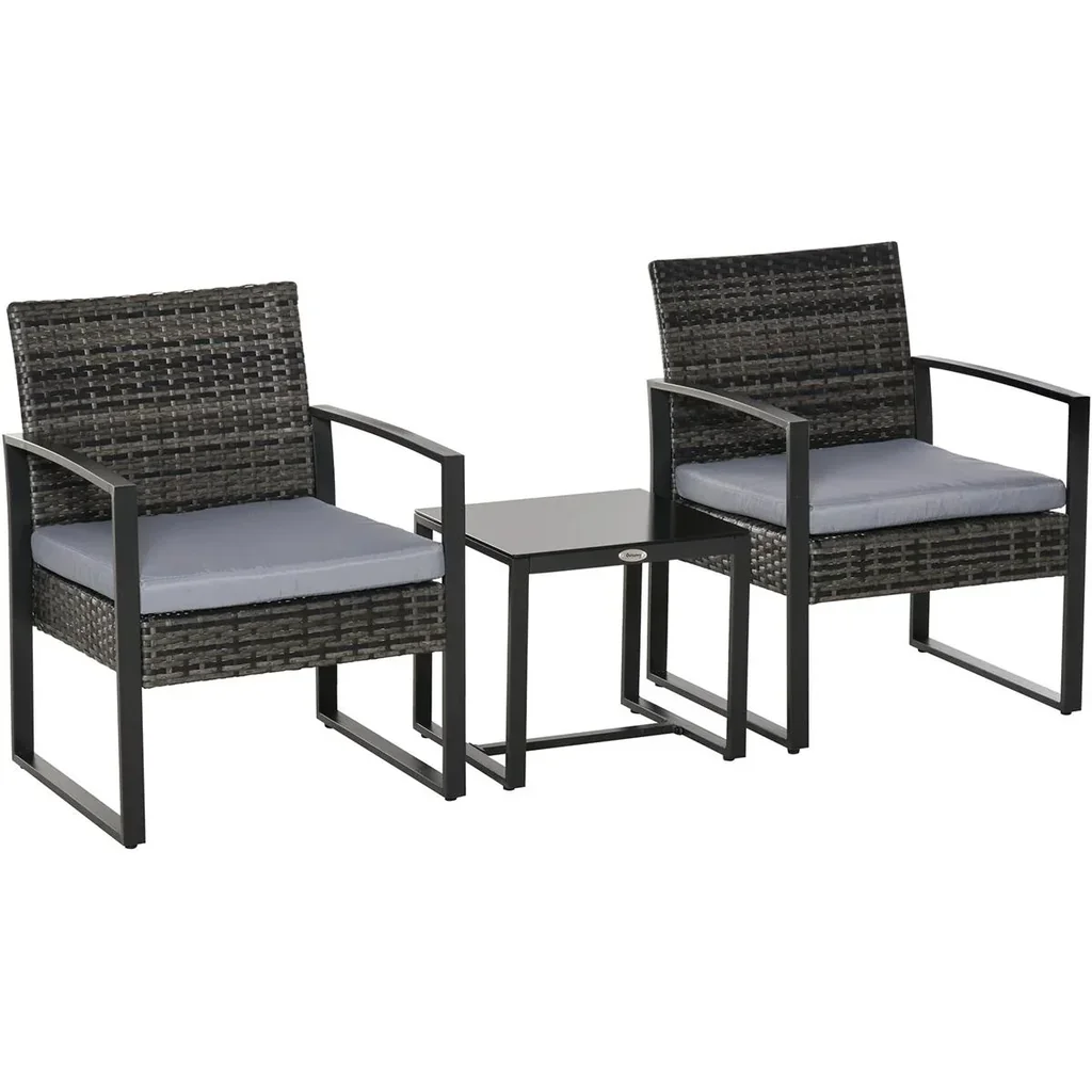 Polyrattan Sitzgruppe als 5-tlg. Set schwarz
