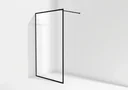 Walk-IN Glas-Duschwand 120 x 200cm, Duschabtrennung mit barrierefreiem Einstieg inklusive Halterungsstange matt schwarz