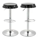 2er-Set Barhocker Drehstühle Barstühle Verstellbare Höhe Armlos Barhocker 360° schwenkbar ABS-Kunststoff Stahl Schwarz