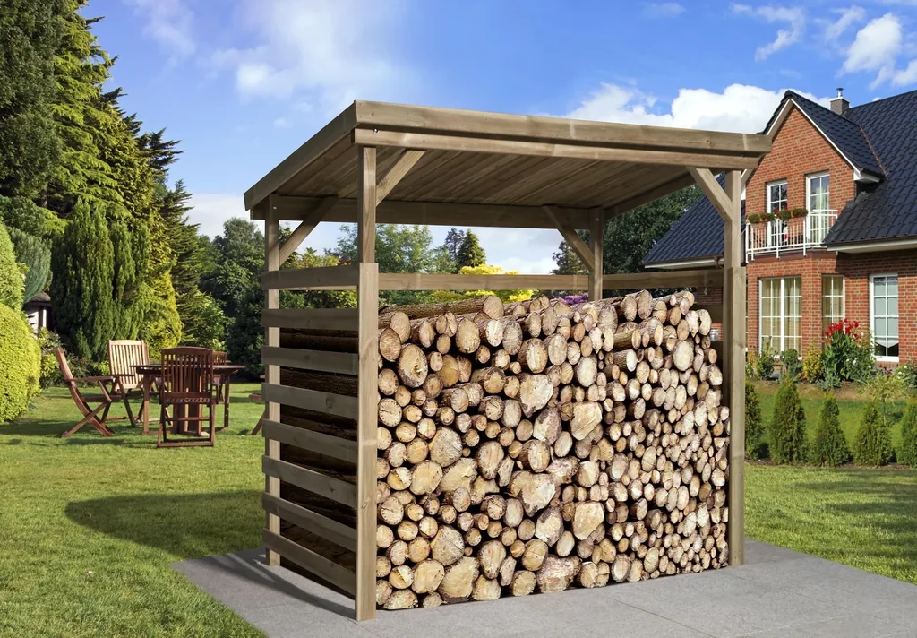 Brennholzlager, Gr. 1, 19 mm, offen, Glattkantbretter, 229 x 131 cm