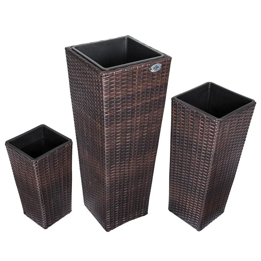 Blumentöpfe Polyrotan 3er-Set braun