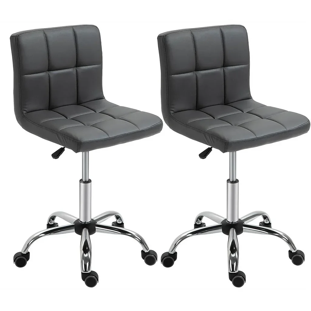 2er-Set Arbeitshocker mit Rückenlehne Rollhocker aus Kunstleder Drehhocker mit Lehne Kosmetikhocker 80-95 cm höhenverste