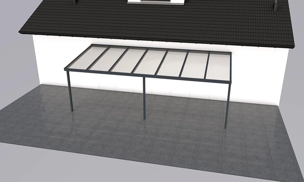 Terrassendach Premium, anthrazit, 7120 x 3060 mm - 10mm Verbundsicherheitsglas (VSG)