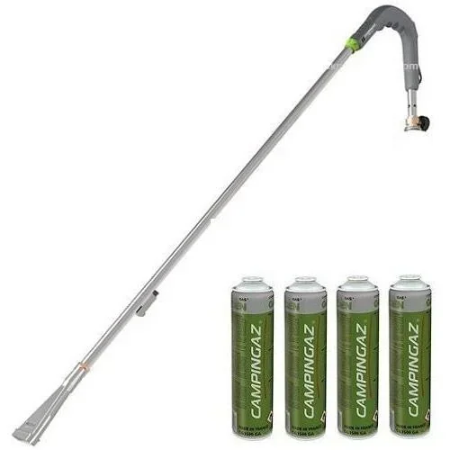 Campingaz GT2000PZ Unkrautbrenner mit Piezo-Zündung und 4 zusätzlichen Gasflaschen