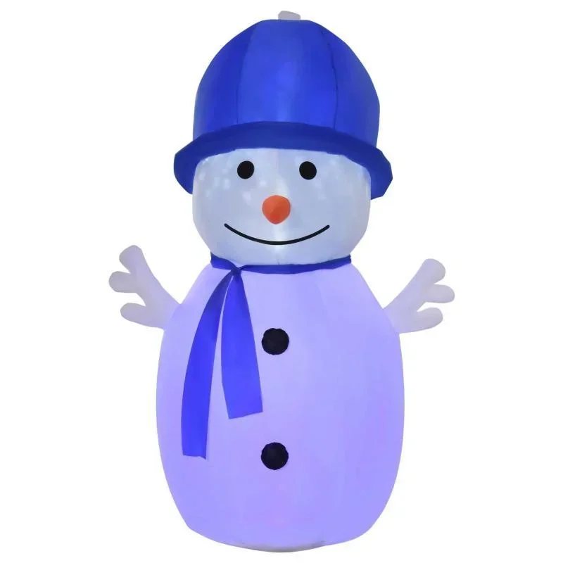 1,8 m aufblasbarer Schneemann mit 2 LED-Drehlichtern Weihnachtsdeko