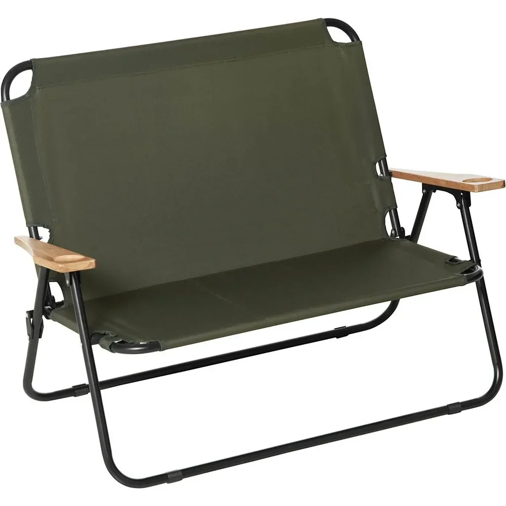 Campingstuhl 2-Sitzer klappbar tragbar Gartenstuhl Regiestuhl Klappstuhl mit Getränkehalter für Outdoor Picknick Wandern