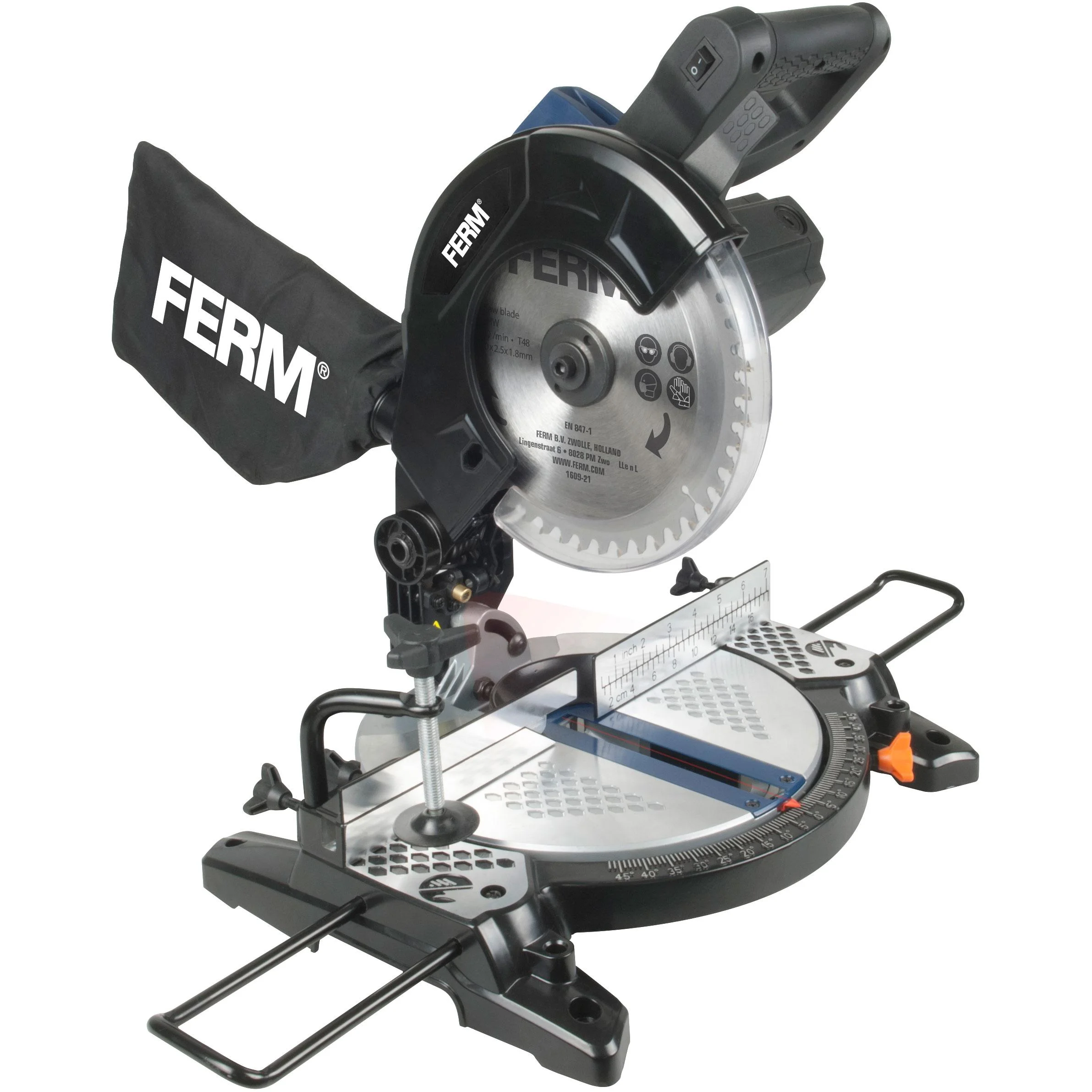 MSM1037 Kapp- und Gehrungssäge 1300W - 210mm - Laserführung - Inkl. 210mm HM Sägeblatt (T48), Staubsack und Zubehör