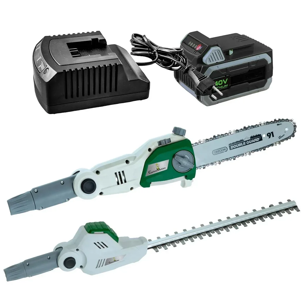 Kettensägenaufsatz GM AAS 4025 + Heckenscherenaufsatz GM ATHS 4043 inklisuve Akku und Ladegerät 40 V