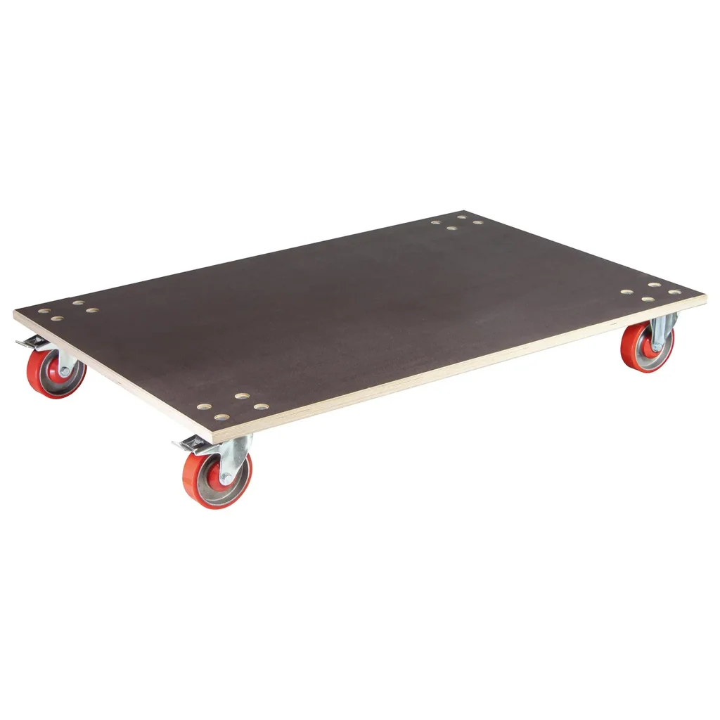 Transporthilfe MM 1349, 120 x 80 x 18 cm, harte Rollen Ø 125 mm Rollenlager, 2 Bremsen, Platte FSC®, Tragkraft 1.000 kg