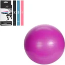 3er Set Widerstandsbänder - Latex + Yogaball - Inklusive Pumpe - 65 cm - Pink