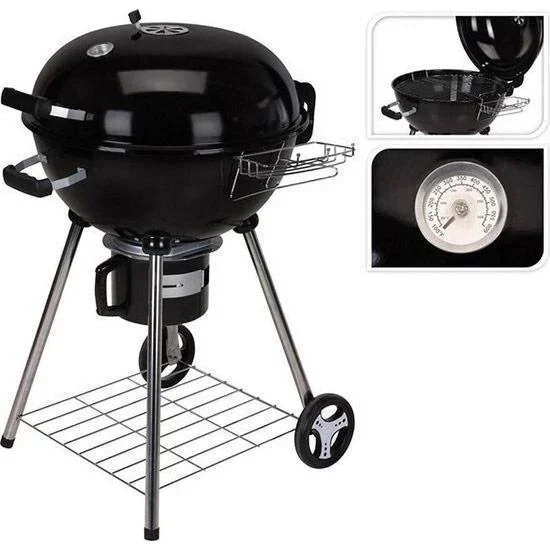 Vargan Kugelgrill - Holzkohlegrill - Kochfläche 44 x 32 cm - Schwarz