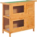 Zwergkaninchenstall doppelstöckig Kaninchenkäfig Kleintierstall Tierstall Outdoor Holz Gelb 90 x 45 x 90 cm