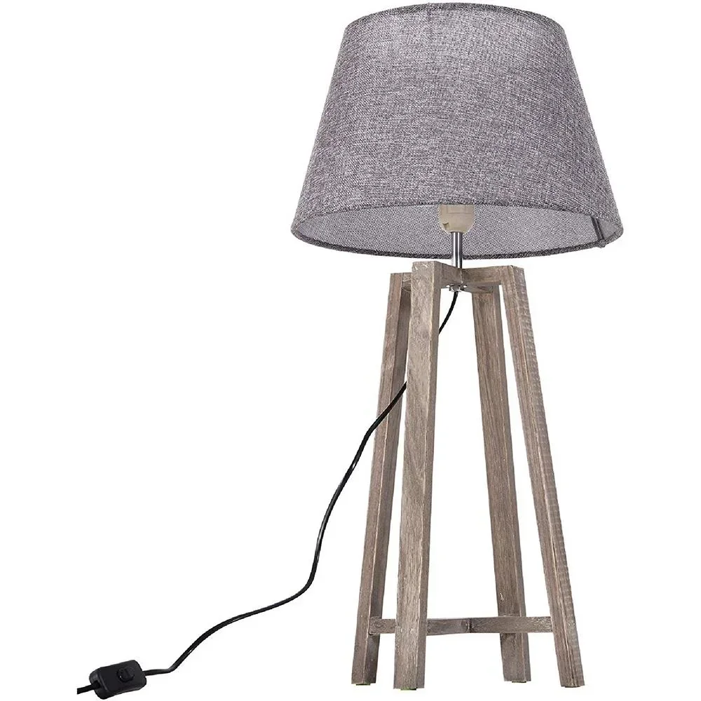 Tischlampe Nachttischlampe Stehlampe Stoffschirm Minimalistisch Büro Holz grau 40 W Skandinavisch 33 x 33 x 68,5 cm