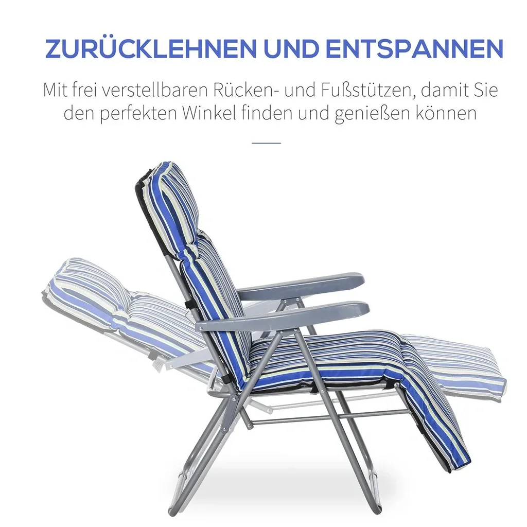 2er-Set Liegestuhl Set mit Kissen klappbar Sonnenliege 5 Stufen verstellbarer Rückenlehne Gartenliege Gartenmöbel Set St