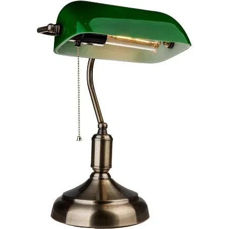 VT-7151 Bankerleuchte grünes Glas - Retro Vintage Schreibtischleuchte - Notarleuchte - E27