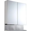 Spiegelschrank Glasschrank mit Haken Badezimmerschrank Wandmontage Edelstahl Silber B60 x H70 x T13 cm