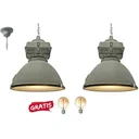 2x Industriehängeleuchte Anouk 93678/70 Beton 40cm inkl. 2x Warmlampen
