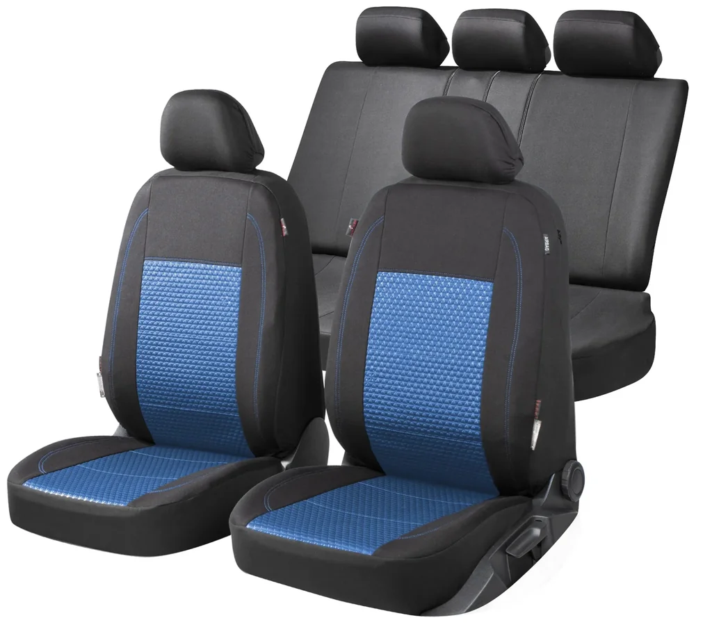 Autositzbezug Avignon Premium ,blau/schwarz , Komplettset 14-teilig