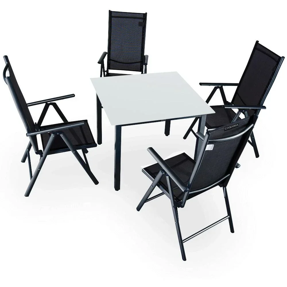 Gartenset Bern 4+1 in Aluminium anthrazit mit Milchglas