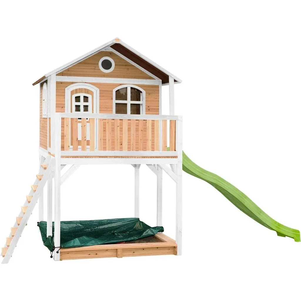 Andy Spielhaus Braun/Weiß - Lindgrüne Rutsche