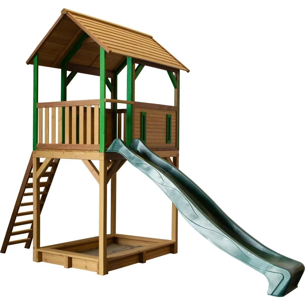 Dory Spielturm Braun/Grün - Grüne Rutsche